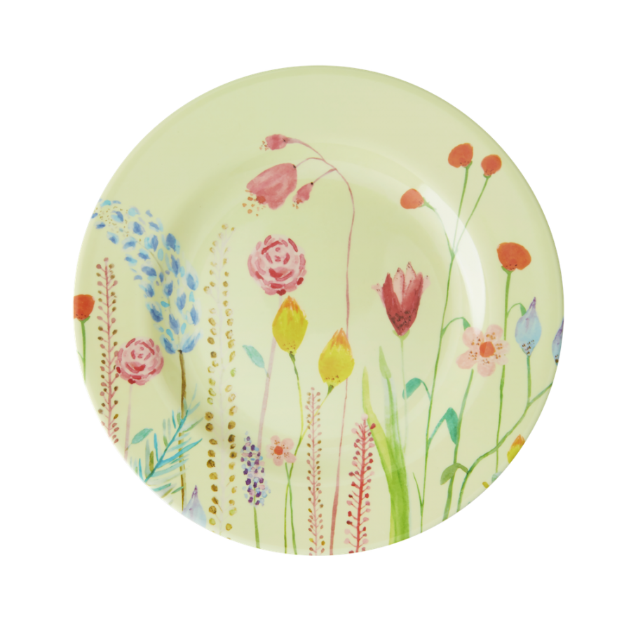 Summer Flower Print Melamine Side Plate or Lunch Plate By Rice DK